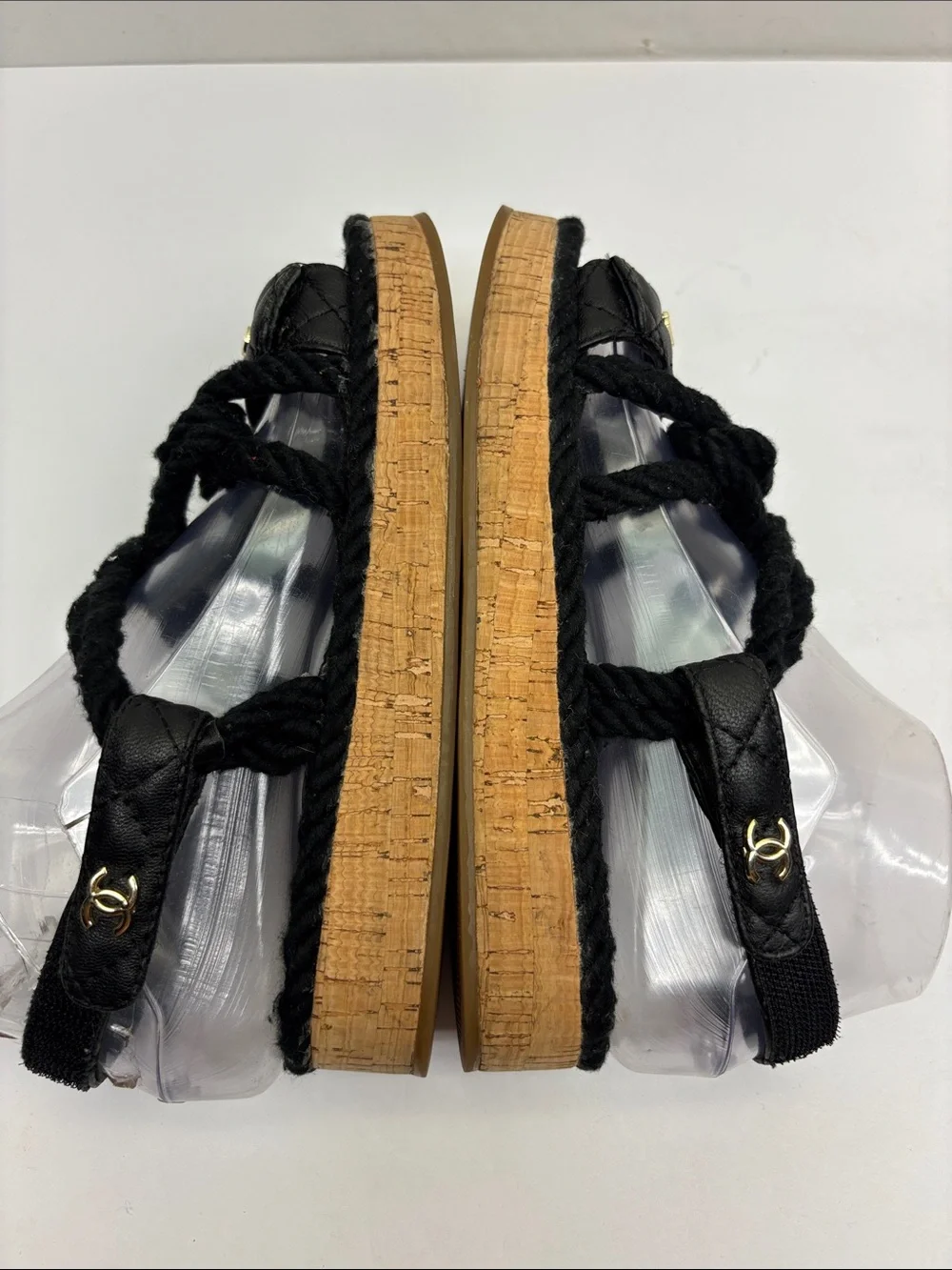 Made in Italy Black Quilted Rope Espadrille Sandals, SZ 8, box 18